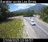 Webcam à Baratier sur la route de Pramouton permettant l'accès aux Orres. Caméra située sur la D40.