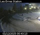 Webcam dans la station des Orres à Pramouton sur la D40. Caméra située au niveau du dernier virage avant le centre station 1650