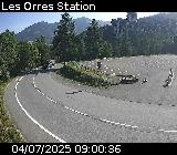 Webcam dans la station des Orres à Pramouton sur la D40. Caméra située au niveau du dernier virage avant le centre station 1650
