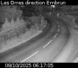 Webcam à Les Orres sur la route de Pramouton entre le village des Orres et la station des Orres. Caméra située sur la D40.