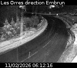 Webcam à Les Orres sur la route de Pramouton entre le village des Orres et la station des Orres. Caméra située sur la D40.