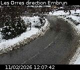 Webcam à Les Orres sur la route de Pramouton entre le village des Orres et la station des Orres. Caméra située sur la D40.