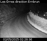Webcam à Les Orres sur la route de Pramouton entre le village des Orres et la station des Orres. Caméra située sur la D40.